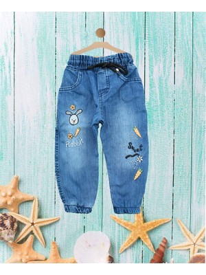 Egecan Jeans Wear Kız Çocuk Tavşan Işlemeli Kot Pantolon