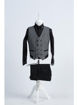 Doctor Junior Siyah Yelek Pantolon Erkek Çocuk Takım Elbise Şık Tasarım 2 Yaş