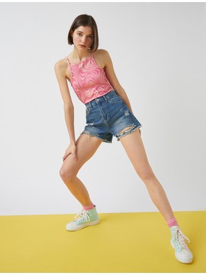 Koton Kadın Yırtık Detaylı Kot Şort