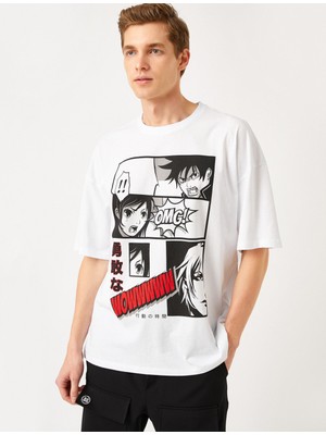 Koton Erkek Anime Baskılı Oversize Tişört