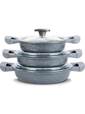 Thermoad Döküm 3'lü Sahan Seti Gri