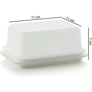 Kapaklı Tereyağlık Eko Tereyağ Margarin Saklama Kabı Beyaz