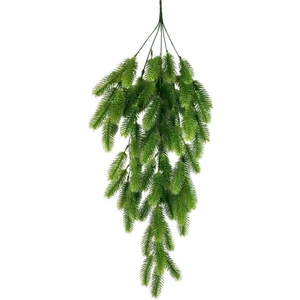 Yapay Çiçek Sarkan Çiçek Yeşil Çam Iğneli Ponpon Yapay Sarmaşık 70*30CM Uv Katkılı Güneşe Dayanıklı