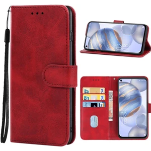 Oukitel C21 Için Deri Telefon Kılıfı (Kırmızı)