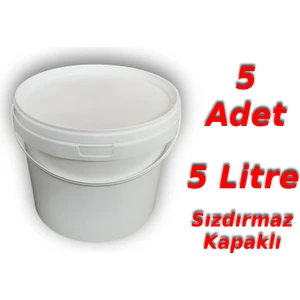 5 Lt Plastik Kapaklı Kova Hobi Boya Gıda Yoğurt Kovası Beyaz