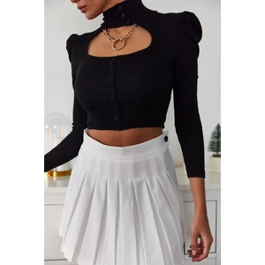 Siyah Degaje Detaylı Düğmeli Bluz 1KZK3-11051-02