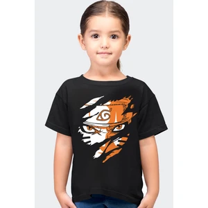 Sert Naruto Siyah Kısa Kollu Kız Çocuk T-Shirt