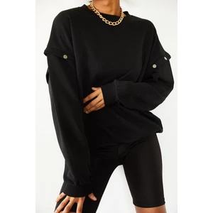 Siyah Çıtçıt Detaylı Sweatshirt 1KZK8-10775-02