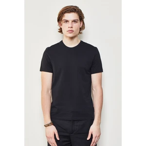 White And Simple Erkek Siyah Basic Organik Pamuk T-Shirt