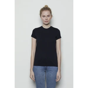 White And Simple Kadın Siyah Basic Organik Pamuk T-Shirt