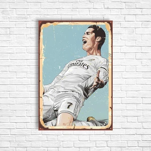 Trend Poster Crıstıano Ronaldo Retro Ahşap Poster