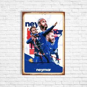 Trend Poster Neymar Jr Retro Ahşap Poster