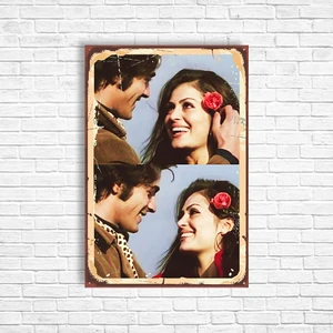 Trend Poster Kadir Inanır Türkan Şoray Yeşilçam Retro Ahşap Poster