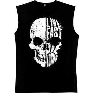 Hızlı Yaşa Siyah Kesik Kol | Kolsuz Erkek T-Shirt | Atlet