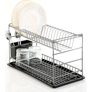 Paslanmaz Iki Katlı Tabaklık Bulaşıklık 50 cm Gri