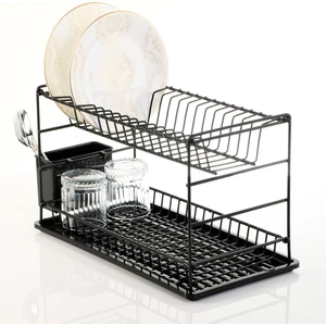 Paslanmaz Iki Katlı Tabaklık Bulaşıklık 60 cm Siyah