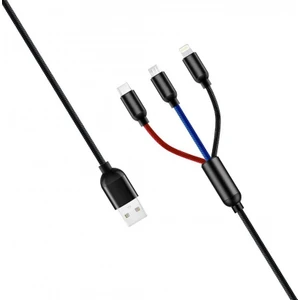 3in1 Lightning iPhone Uyumlu , Micro , Type-C Şarj Kablosu 3A 1,2 Metre Şarj Aleti Kablosu