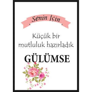 Butik Sosyetik Küçük Bir Mutluluk Hazırladık Gülümse Siyah Çerçeveli 50 Adet