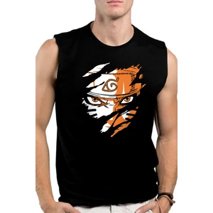 Sert Naruto Siyah Kesik Kol | Kolsuz Erkek T-Shirt | Atlet