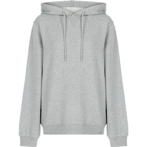 Kadın Gri Pamuklu Unisex Kapüşonlu Sweatshirt Hoodie