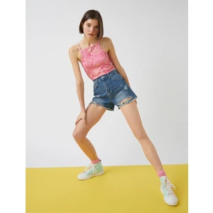 Kadın Yırtık Detaylı Kot Şort