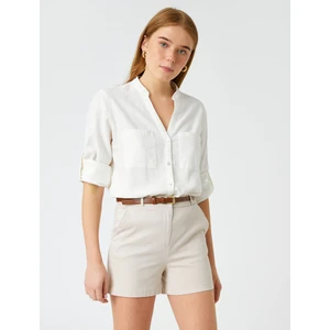 Kadın Kemerli Cepli Şort