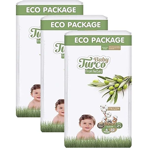 Baby Turco Doğadan 6 Beden x Large 32X3 96 Adet Bebek Bezi