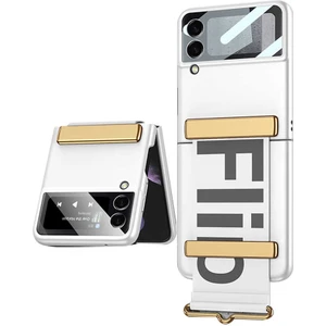 Case 4U Samsung Galaxy Z Flip 3 Uyumlu Kılıf 180 Derece Kayar Bant Aparatlı Flio Kıpta Kapak Gümüş