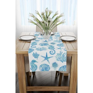 Cango Home Mavi Beyaz Marin Desenli Dijital Baskılı Runner CGH636