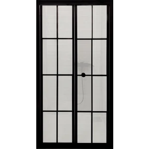 Duşakabin 95 cm Ön Cephe Katlanır Akordion Kapı Komple Buzlu Siyah Çizgi Cam Yükseklik 190CM
