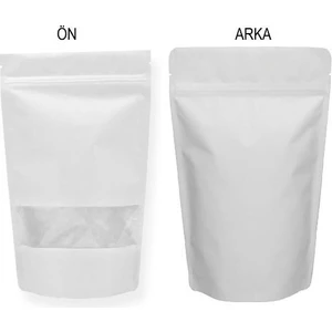 Pencereli Beyaz Kağıt Doypack (13X22.5) 100 Adet