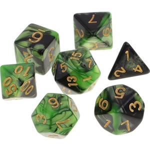 7 Adet Polyhedral Zar Zar D20 D12 D10 D8 Dnd Rpg Mtg Kurulu Oyuncak Yeşil Siyah Için (Yurt Dışından)