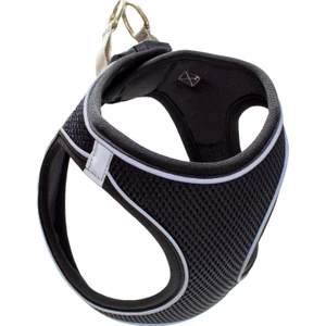 Air Mesh Kedi Köpek Göğüs Tasması Çift Reflektörlü, Terletmeyen Siyah/ Black