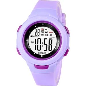 Spor Dijital Izle Açık Su Geçirmez Bilek Izle Alarm Kronometre Hediye ile Mor (Yurt Dışından)