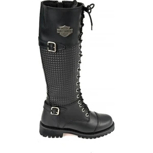 Harley Davidson Tiny Black Siyah Deri Kadın Çizme