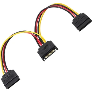 Sata 15 Pin Erkek To 2x Y Sata Power Çoklayıcı Uzatma Kablosu 30 cm