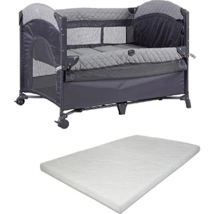 Miami Basic Anne Yanı Oyun Parkı Park Yatak 70X110 Gri+Yatak 8041