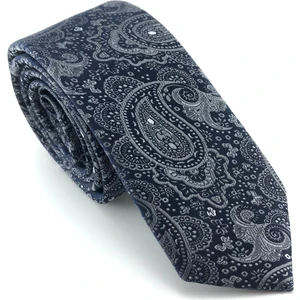 Gri Şal Desen Slim Kravat 