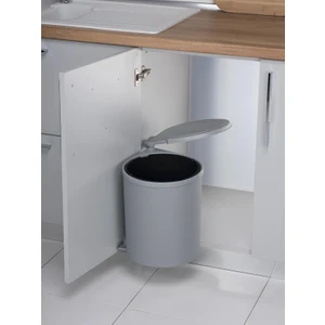 Silindirik Çöp Kovası, Paslanmaz/metalik Gri -13LT