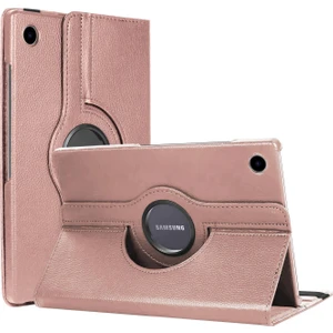 Samsung Galaxy Tab A8 X200 Kılıf 360 Rotating Stand Deri Rose Gold