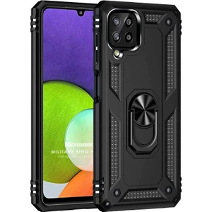 Samsung Galaxy M22 Kılıf Military Ring Holder Siyah