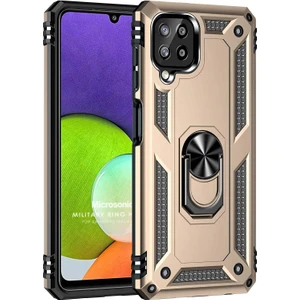 Samsung Galaxy M22 Kılıf Military Ring Holder Gold