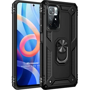 Xiaomi Redmi Note 11T Kılıf Military Ring Holder Siyah