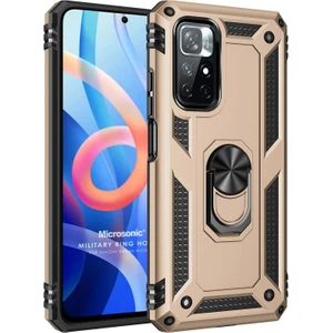 Xiaomi Redmi Note 11T Kılıf Military Ring Holder Gold