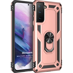 Samsung Galaxy S21 Fe Kılıf Military Ring Holder Rose Gold