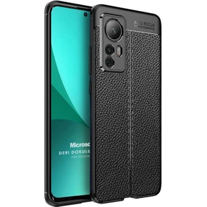 Xiaomi Mi 12 Pro Kılıf Deri Dokulu Silikon Siyah