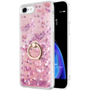 Apple iPhone Se 2022 Kılıf Glitter Liquid Holder Pembe
