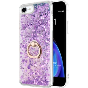 Apple iPhone Se 2022 Kılıf Glitter Liquid Holder Mor