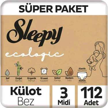 Sleepy Ecologic Süper Paket Külot Bez 3 Numara Midi