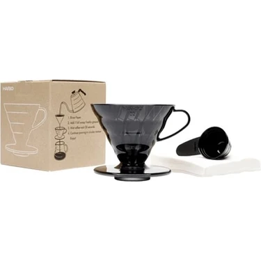 Hario V60 02 Siyah Plastik Dripper ve 40’lı Filtre Kağıdı